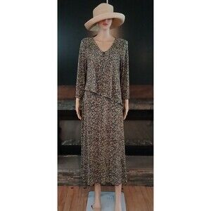 Vintage Tiered Maxi Dress Size 12 Retro Casual Church Modest Business Career USA
